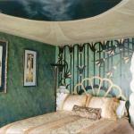 painted ceiling, walls and headboard